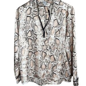 Tristan | Women's Serpentine Blouse Animal Snake Print Long Sleeve V-neck Top